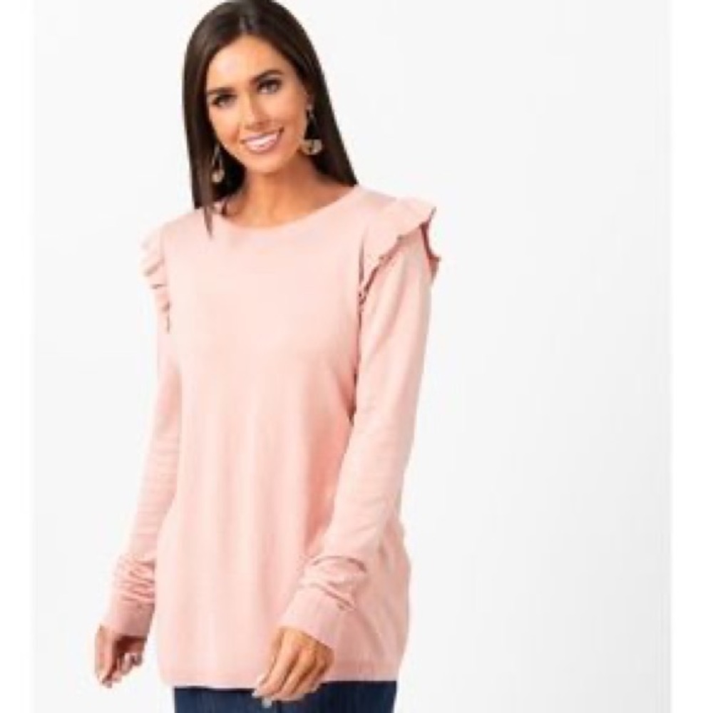 Sweater Ruffle Shoulder Rose Gold